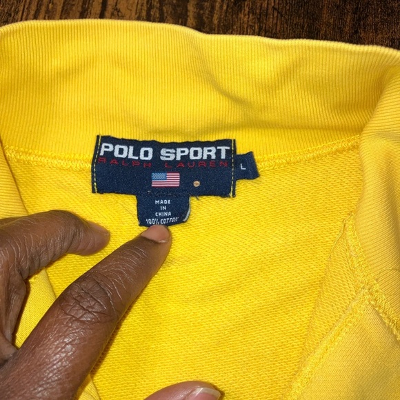Vintage Ralph Lauren Polo Sport Sweatshirt L Quarter Zip Jacket Yellow 90s - Picture 4 of 6